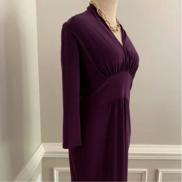 Evan-Picone Women's V-Neck Purple Cinced Waist Cocktail Dinner Dress Size 8P - Picture 4 of 7